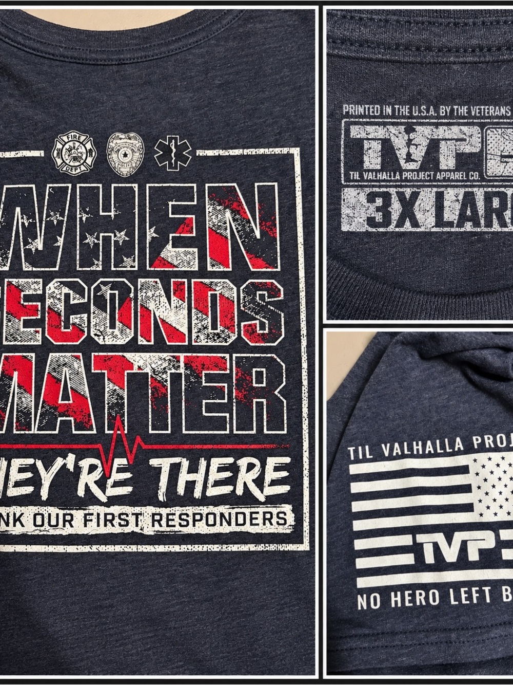Til Valhalla Project Men's Navy Short-Sleeve Graphic Tee - When Seconds Matter